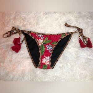VENUS Black Red and Tan Leopard Bikini size 6 NWOT